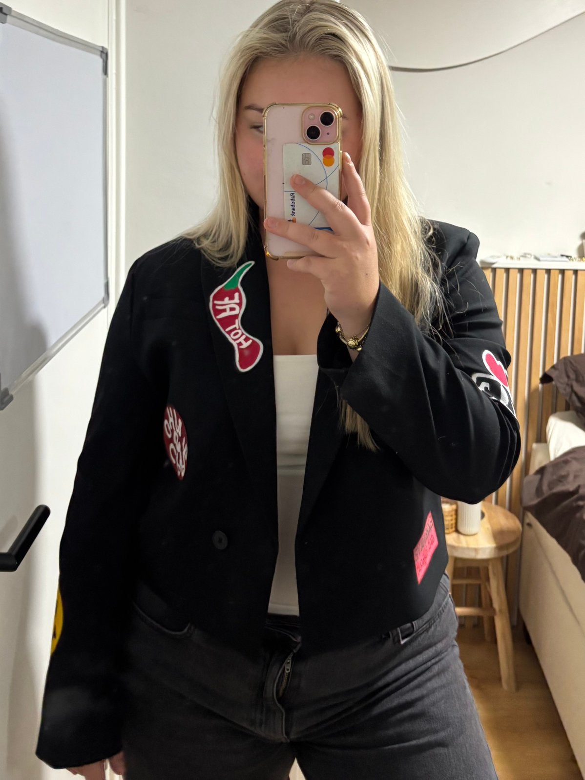 Unieke handgeschilderde custom blazer, Ophalen of Verzenden, Zo goed als nieuw, Zwart