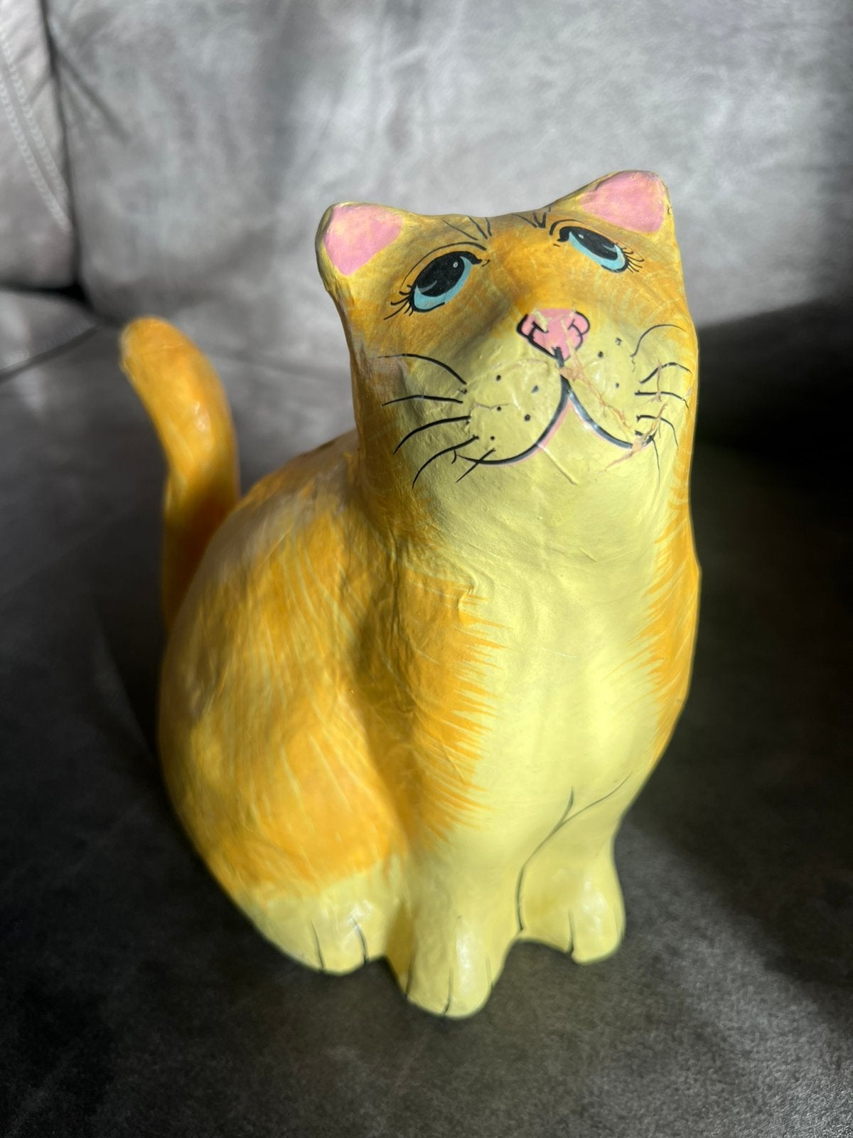 Vintage Jaren ‘70 Katten Spaarpot Papier-Mache., Ophalen of Verzenden, Zo goed als nieuw, Overige materialen, Dier