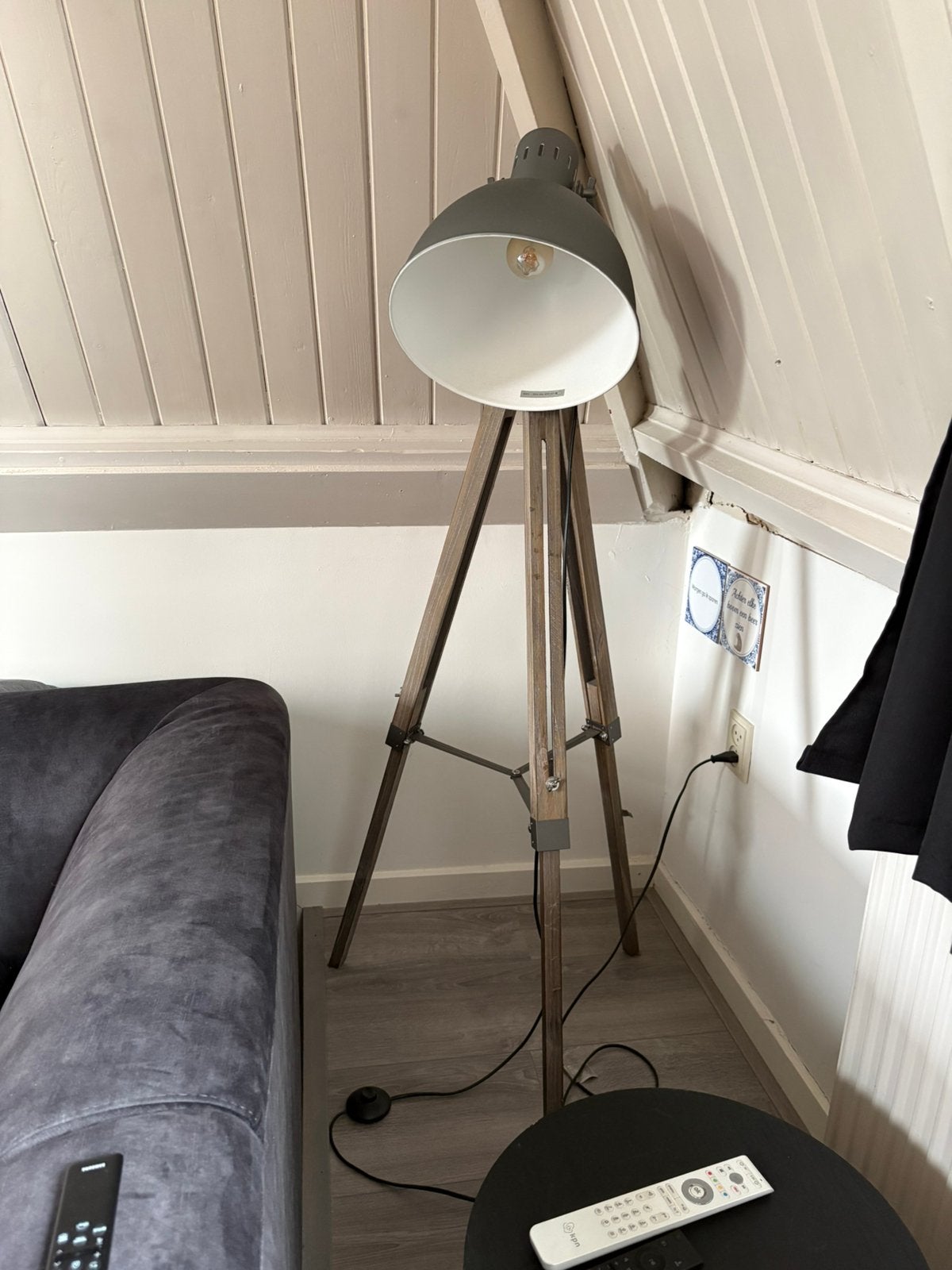 Staanlamp, Oude, 100 tot 150 cm, Zo goed als nieuw, Hout