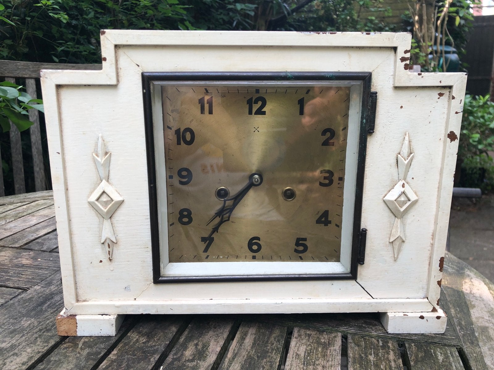 Antieke Art Deco Schouwklok met Opwindsleutel, Antiek en Kunst, Antiek | Klokken, Ophalen of Verzenden