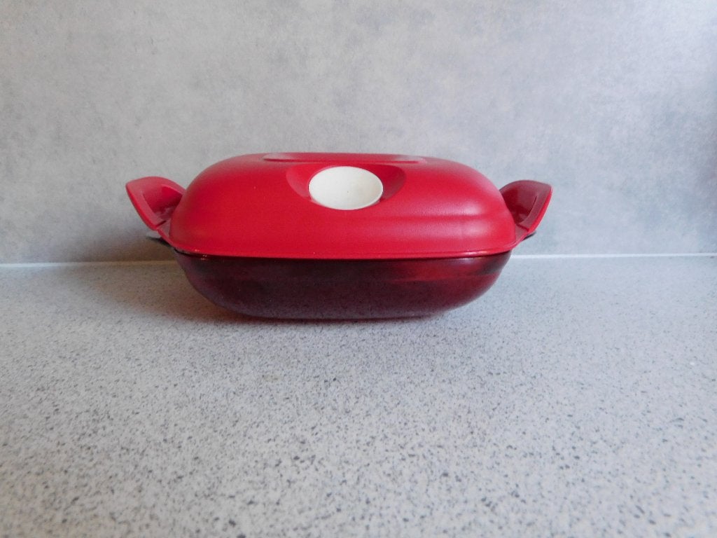 Tupperware Micropop Magnetronschaal Rood - 475 ml, Schaal, Ophalen of Verzenden, Zo goed als nieuw, Magnetronbestendig