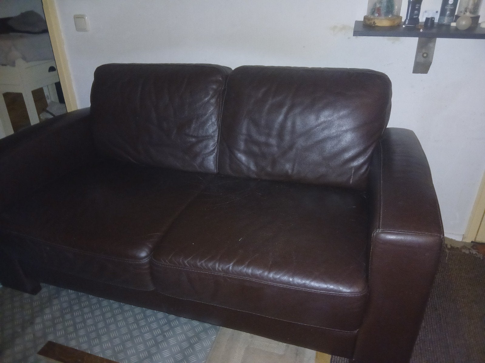 Comfortabele bruine lederen twee en 3 zitsbank, Huis en Inrichting, Klassiek, Comfortabel, 150 tot 200 cm, Tweepersoons, Ophalen of Verzenden