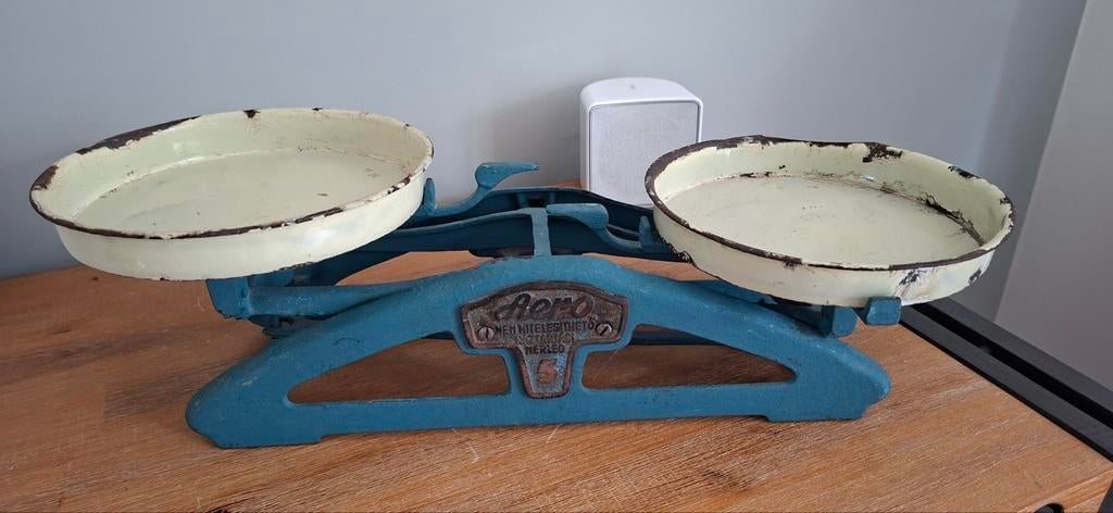 Antieke Aero Keukenweegschaal - Vintage Blauw, Ophalen of Verzenden