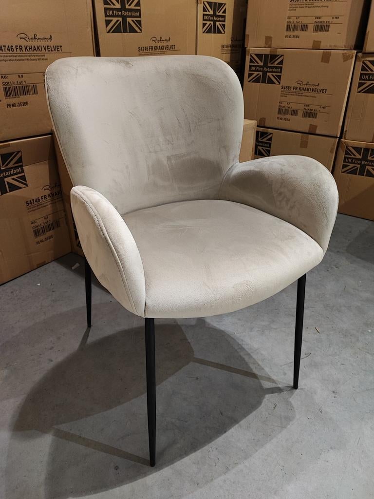 Richmond dining chair Amber khaki velvet fire retardant, Huis en Inrichting, Fauteuils, Ophalen, Nieuw