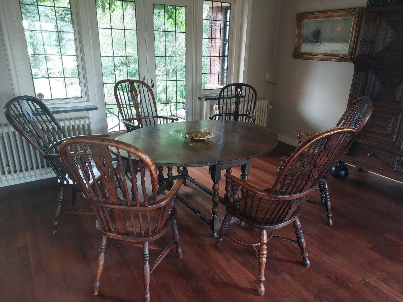 6  antieke Windsor stoelen met tafel, Ophalen