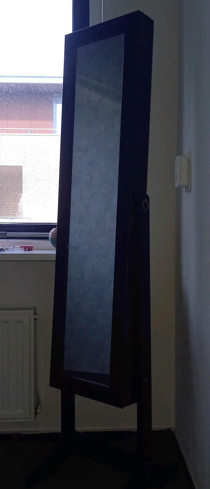 Passpiegel met sieradenopslag - Zwart, Huis en Inrichting, Ophalen, Minder dan 50 cm, Gebruikt, 150 tot 200 cm