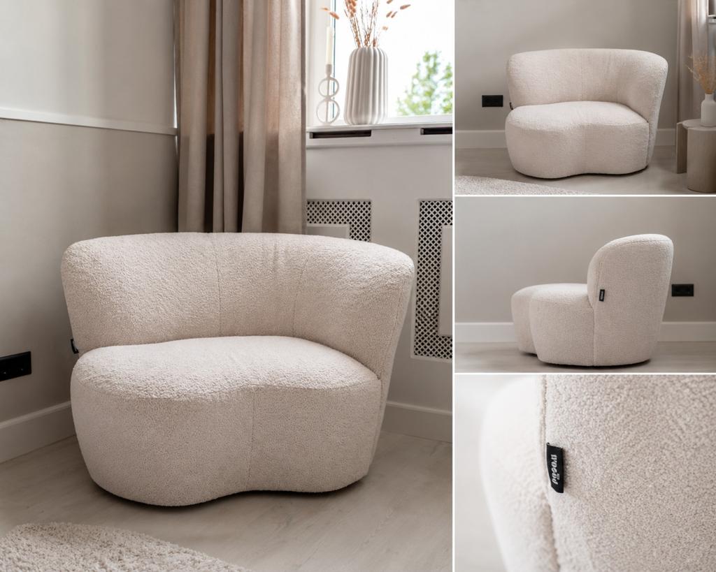 WOOOD Fauteuil Stone Crème Bouclé Stof - Comfort & Stijl, Huis en Inrichting, Fauteuils, Nieuw, 75 tot 100 cm, Ophalen of Verzenden