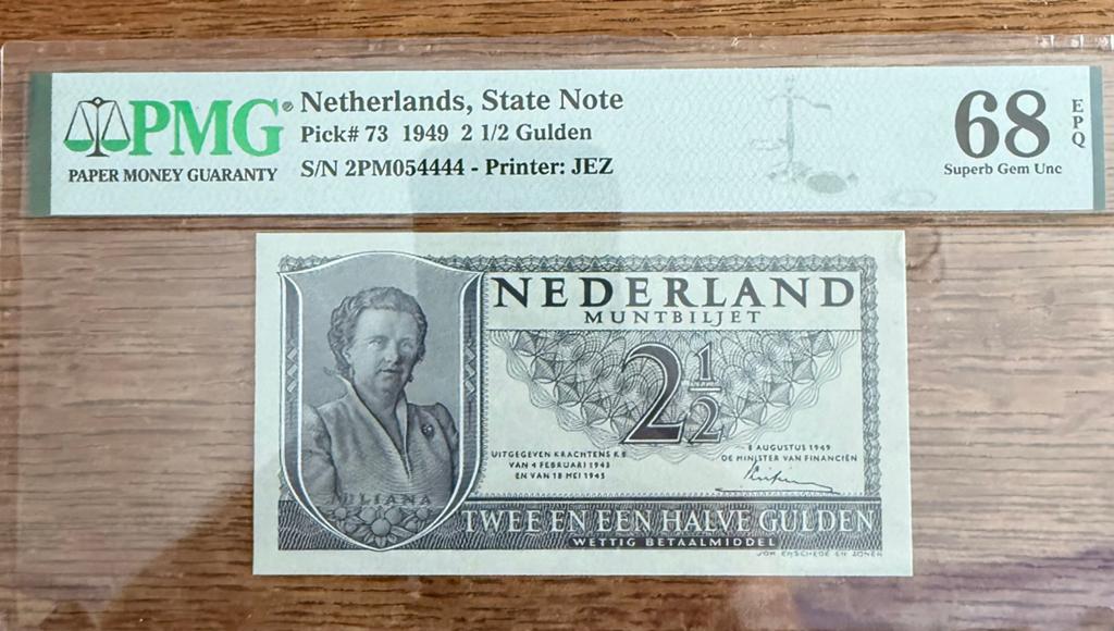 2,5 gulden Juliana 1949, PGM EPQ 68, 2PM serie, Postzegels en Munten, Bankbiljetten | Nederland, Ophalen of Verzenden, 2½ gulden
