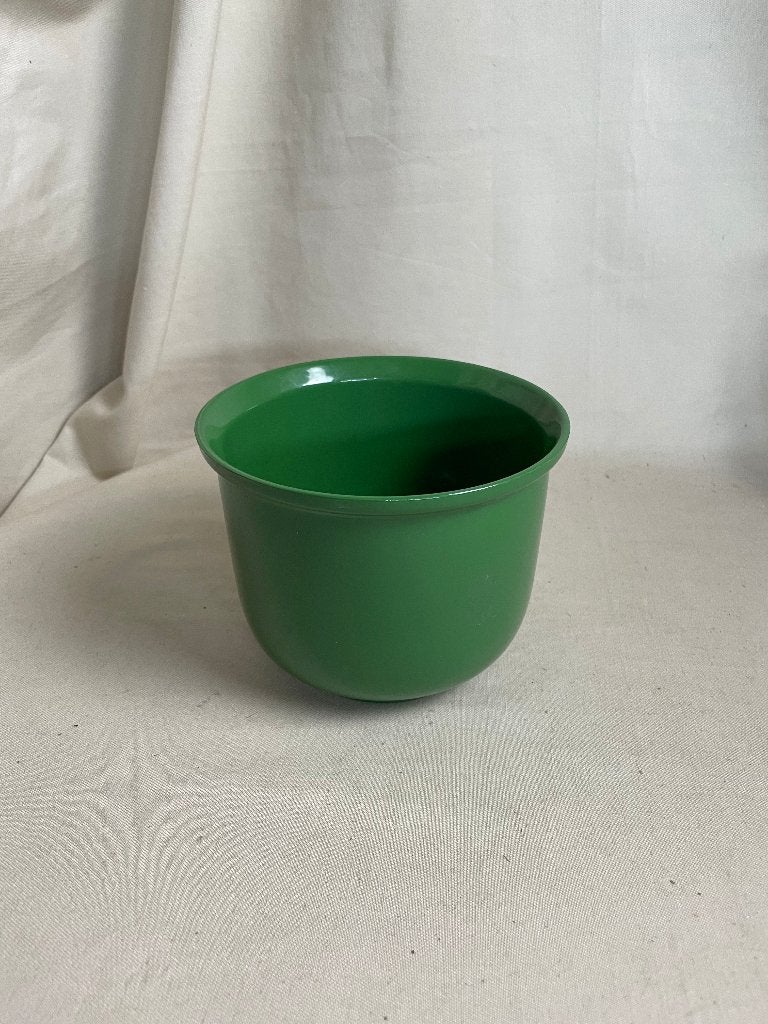 Vintage groen aardewerken bloempot Germany 195-13,5, Gebruikt, Rond, Binnen, Ophalen of Verzenden