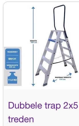 Nieuwe Dubbele Trap 2x5 Treden - Werkhoogte 325 cm, Trap, Onbekend, Nieuw, Ophalen of Verzenden