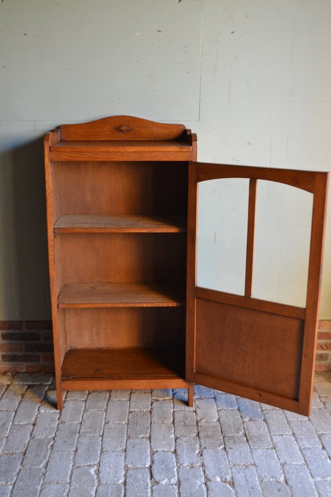 Prachtige antieke eiken Art Deco vitrinekast, boekenkast., Verzenden