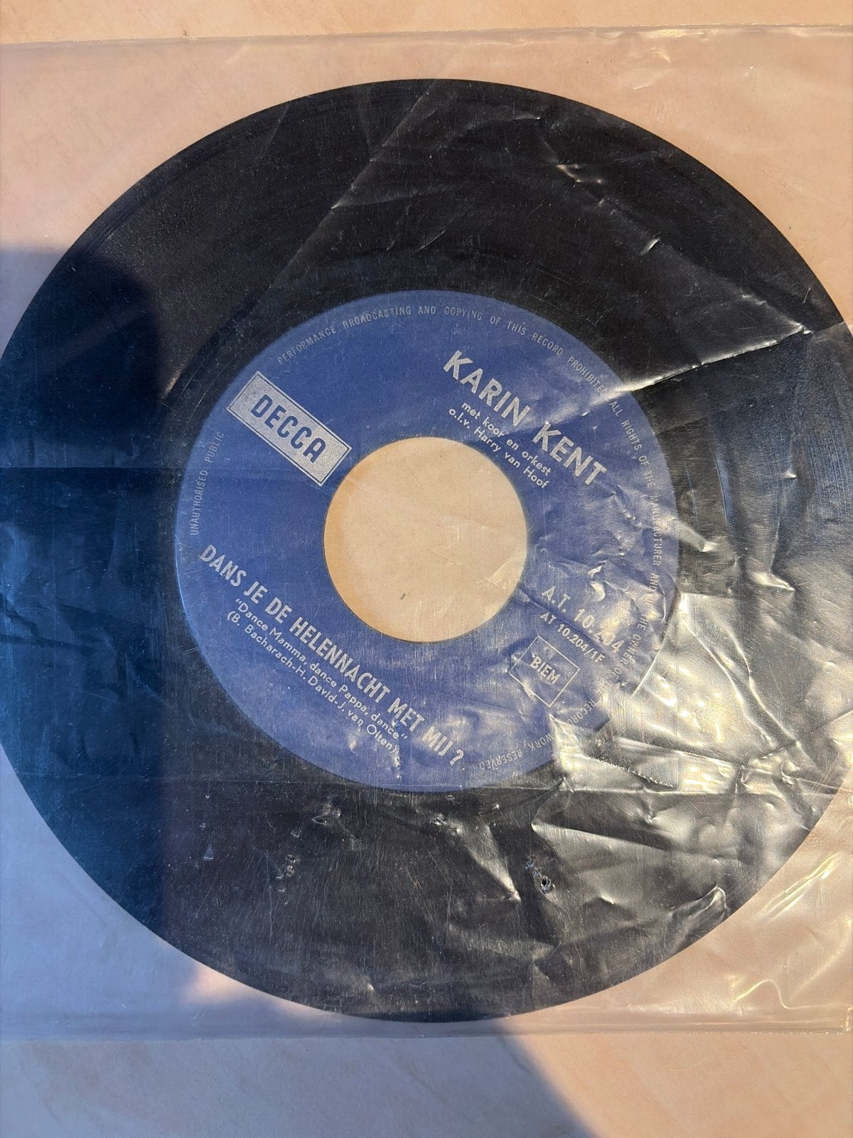 Karin Kent - Dans je de Helenacht met mij? / 't Is te laat, Gebruikt, 7 inch, Ophalen of Verzenden, EP