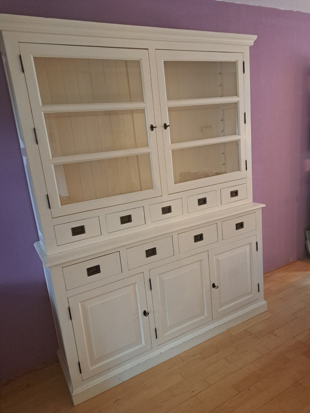 Lifestyle Vitrinekast / Boekenkast - Crème Wit, Ophalen, Gebruikt, Met deur(en), 200 cm of meer