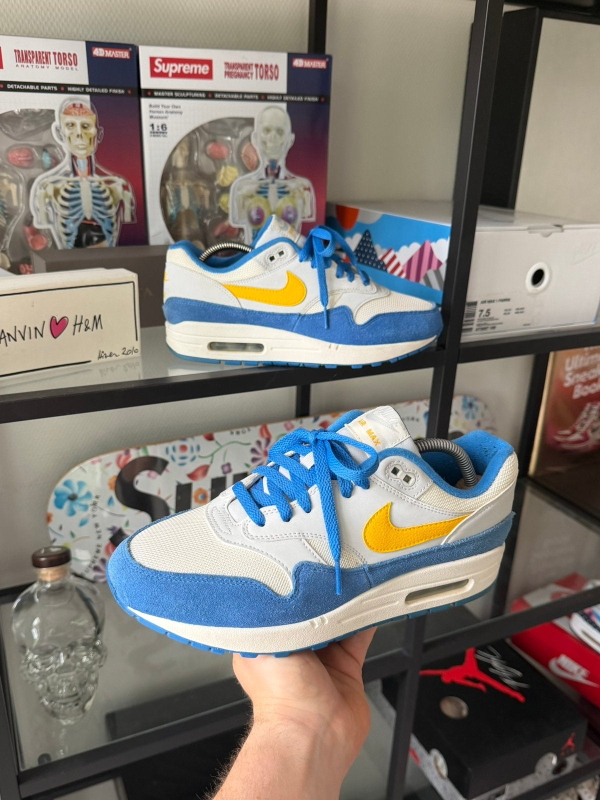 Nike Air Max 1 Signal Blue, Kleding | Heren, Schoenen, Overige kleuren, Ophalen of Verzenden, Sneakers of Gympen, Zo goed als nieuw