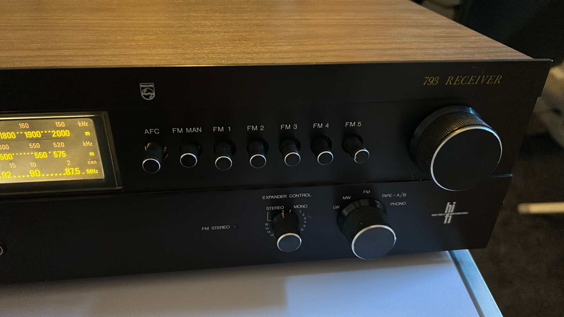 Tuner/versterker van philips type 793, Ophalen, Zo goed als nieuw, Minder dan 60 watt, Overige merken