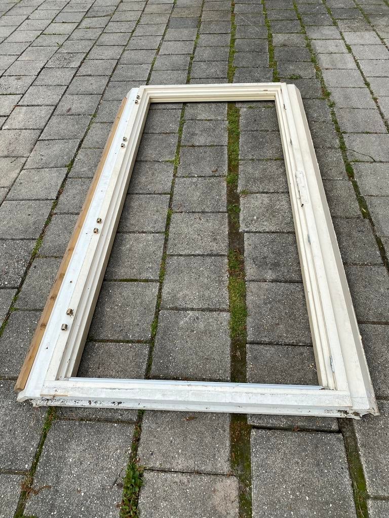 Meranti kozijn plus deur met thermopane.     N O Z, 75 tot 150 cm, Gebruikt, Deurkozijn, Ophalen of Verzenden
