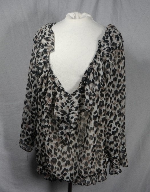 Doorschijnende blouse met luipaardprint Mt XL, Bruin, ., Maat 46/48 (XL) of groter, Ophalen of Verzenden