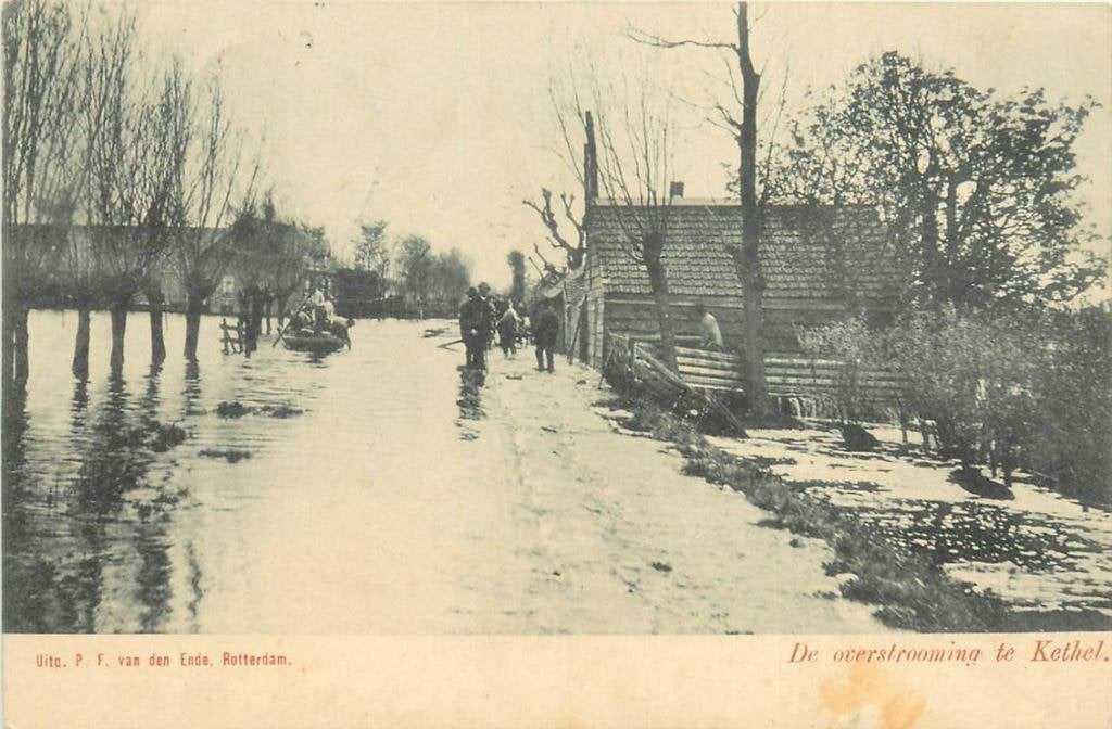 388-294-023 De overstrooming te Kethel, Verzamelen, Verzenden, Voor 1920, Zuid-Holland