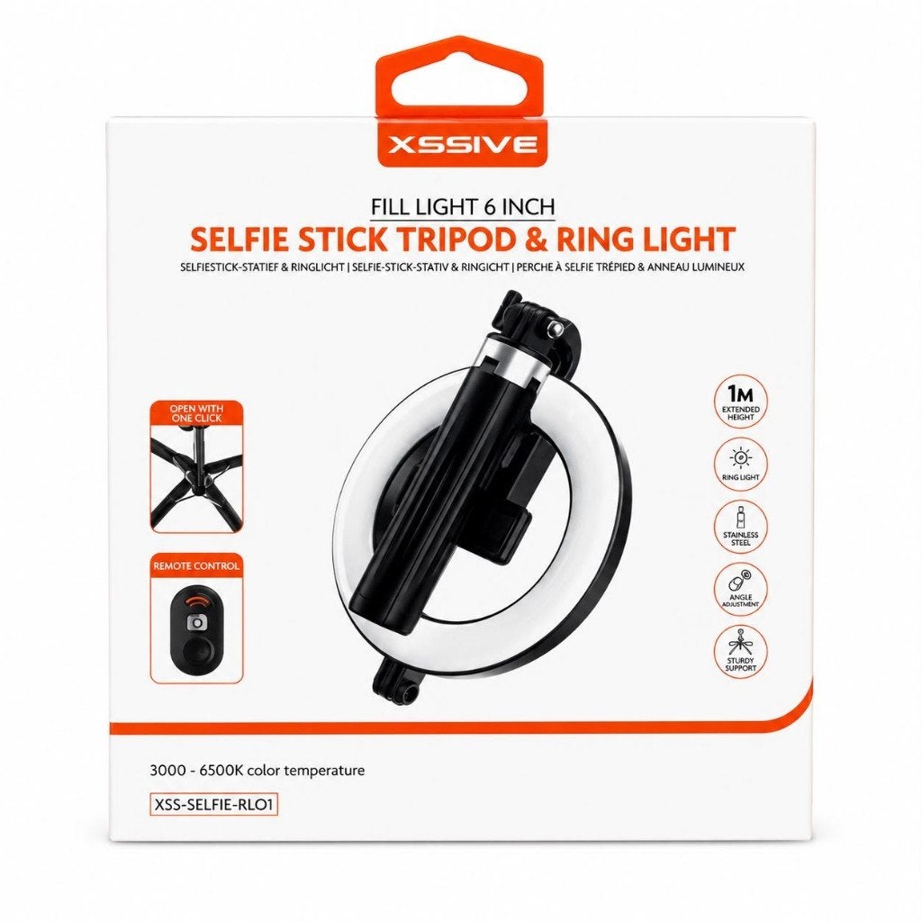 Xssive Selfie Stick Tripod & Ring Light XSS-SELFIE-RL01, ., ., ., Ophalen of Verzenden