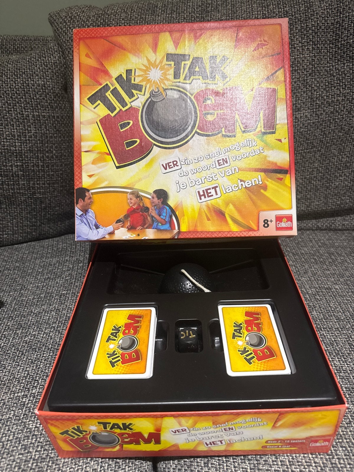 Tik Tak Boem Gezelschapsspel - Goliath, Hobby en Vrije tijd, Gezelschapsspellen | Bordspellen, Zo goed als nieuw, Drie of vier spelers