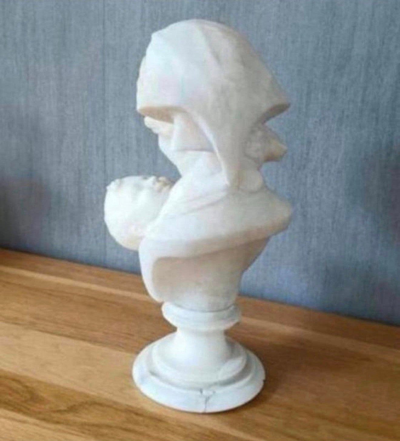 H. Malavotti 1920 Beeld Moeder met kind Albast Italie 40cm, Ophalen of Verzenden, Gemerkt, Buste, Vrouw