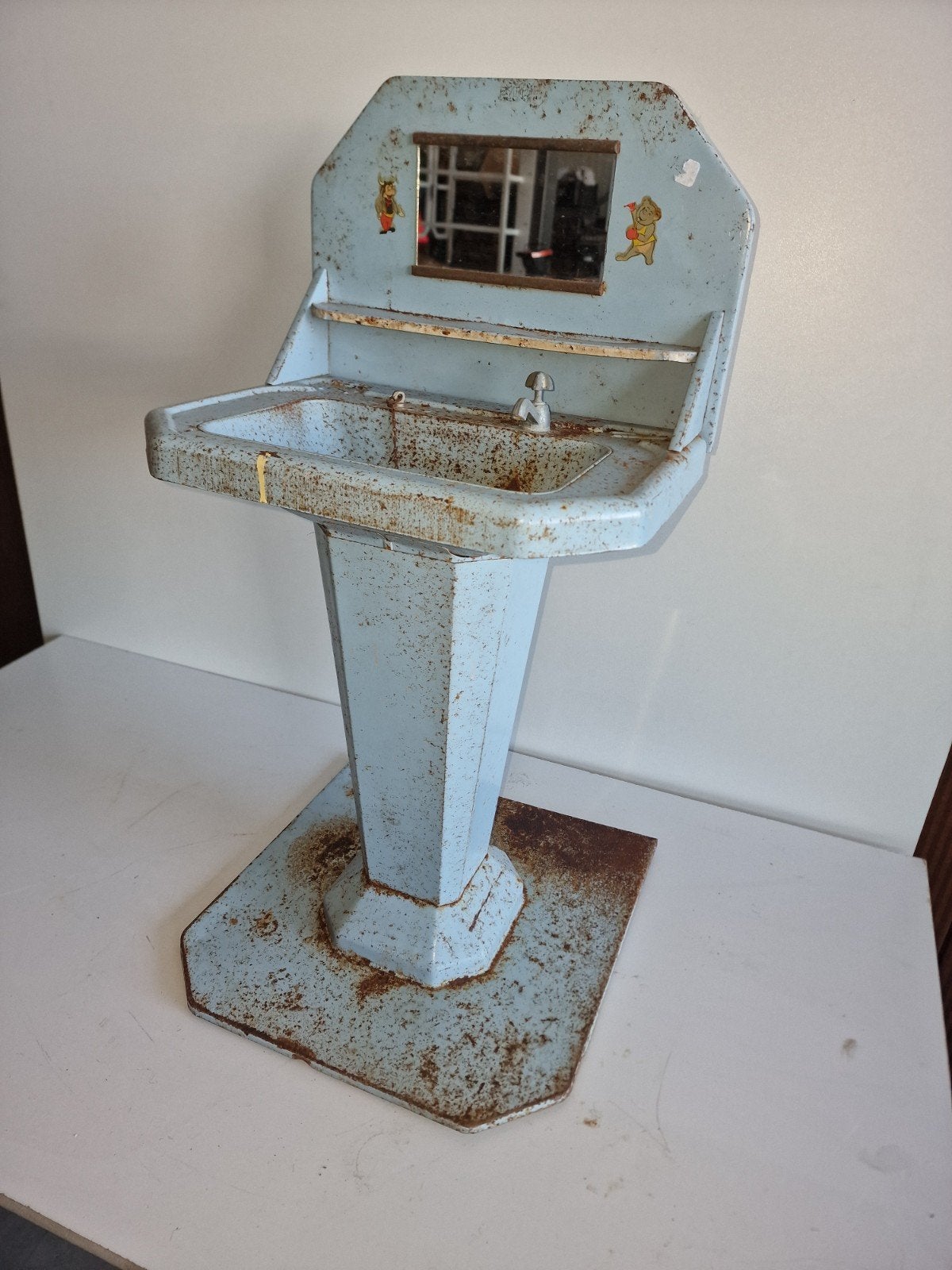 Vintage metal speelgoed wastafel met spiegel, Ophalen
