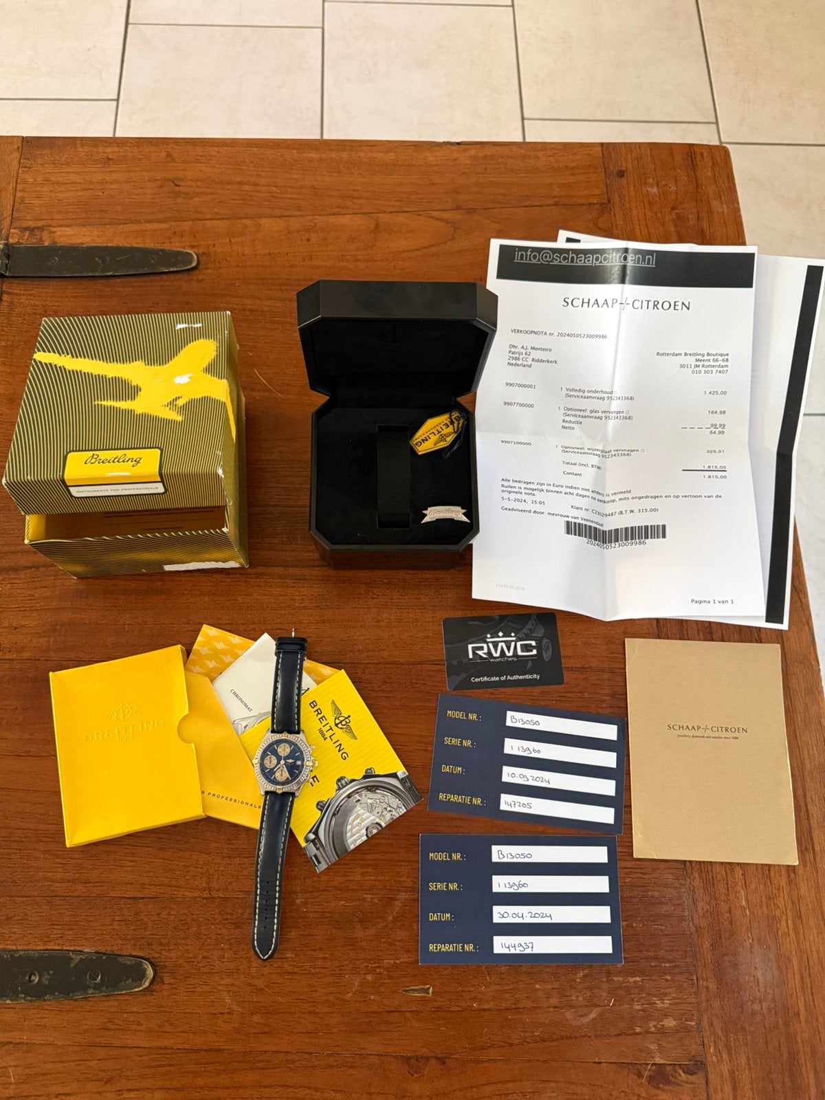 Breitling chronomat B13050 90’er jr onderhoud gehad in 2024, Ophalen, Zo goed als nieuw, Staal, Breitling