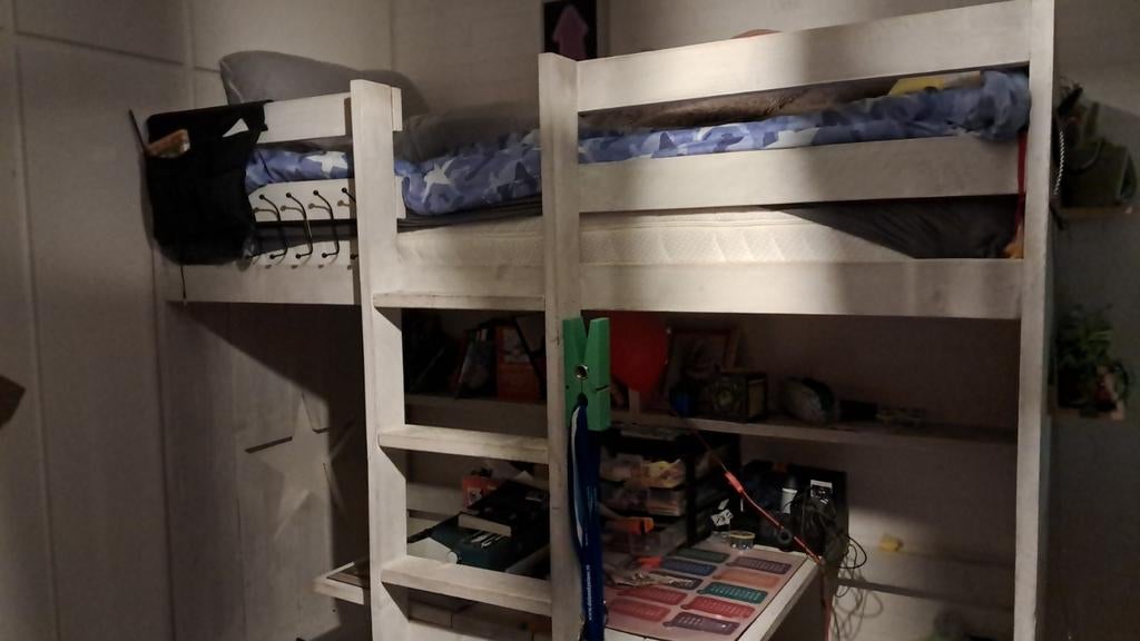 Hoogslaper met opbergbankjes en tafel, Kinderen en Baby's, Kinderkamer | Stapelbedden en Hoogslapers, Ophalen, Gebruikt, Hoogslaper