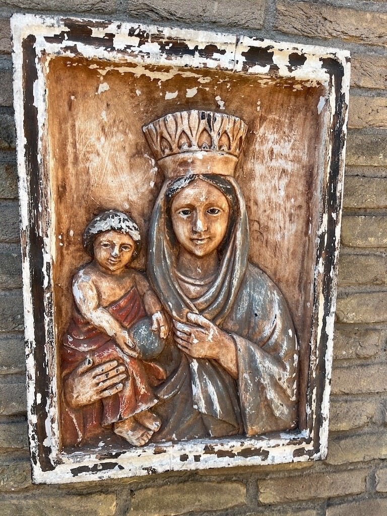 Antieke Houten Icoon afbeelding Maria en Jezus Datering 1875, Antiek en Kunst, Antiek | Religie, Ophalen
