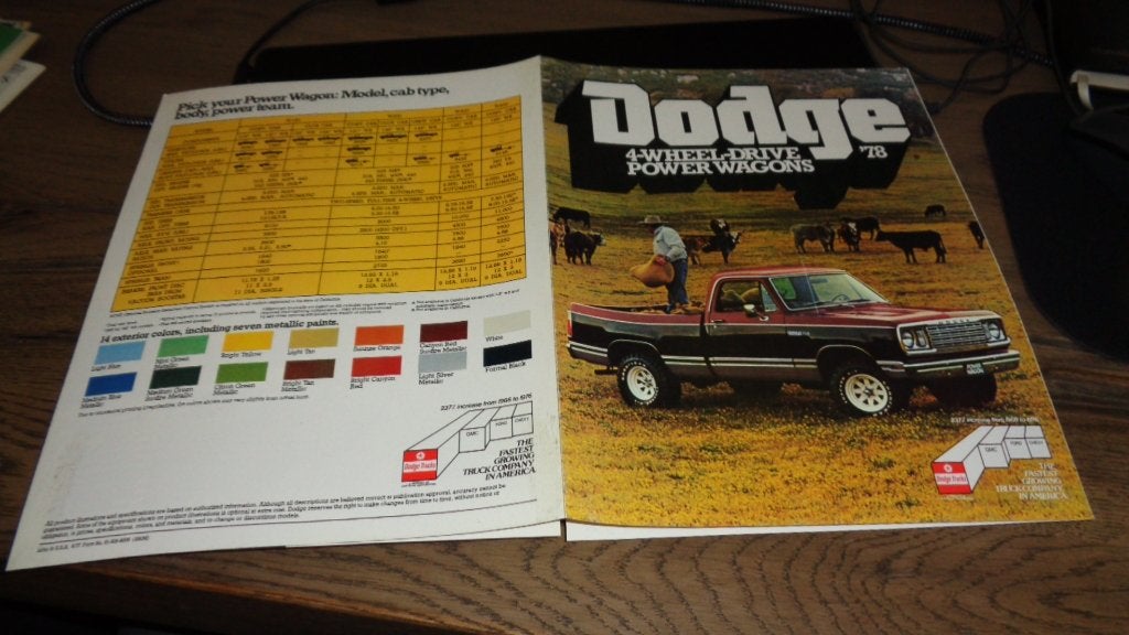 ZEER ZELDZAME USA Folder DODGE 4-Wheel Drive POWER WAGONS 78, Verzenden, Zo goed als nieuw, Overige merken