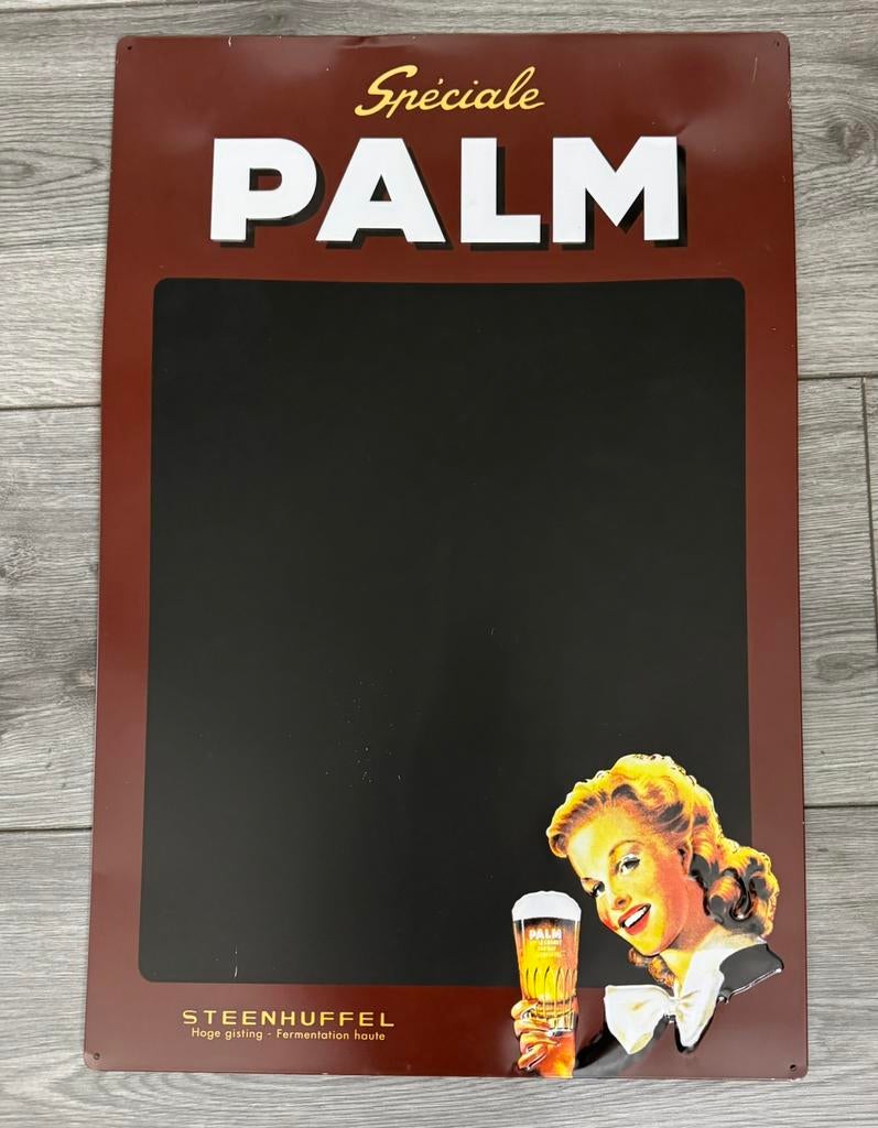Reklame bord palm bier 60x40 cm metaal, Ophalen of Verzenden, Zo goed als nieuw, Reclamebord, Plaat of Schild, Overige merken