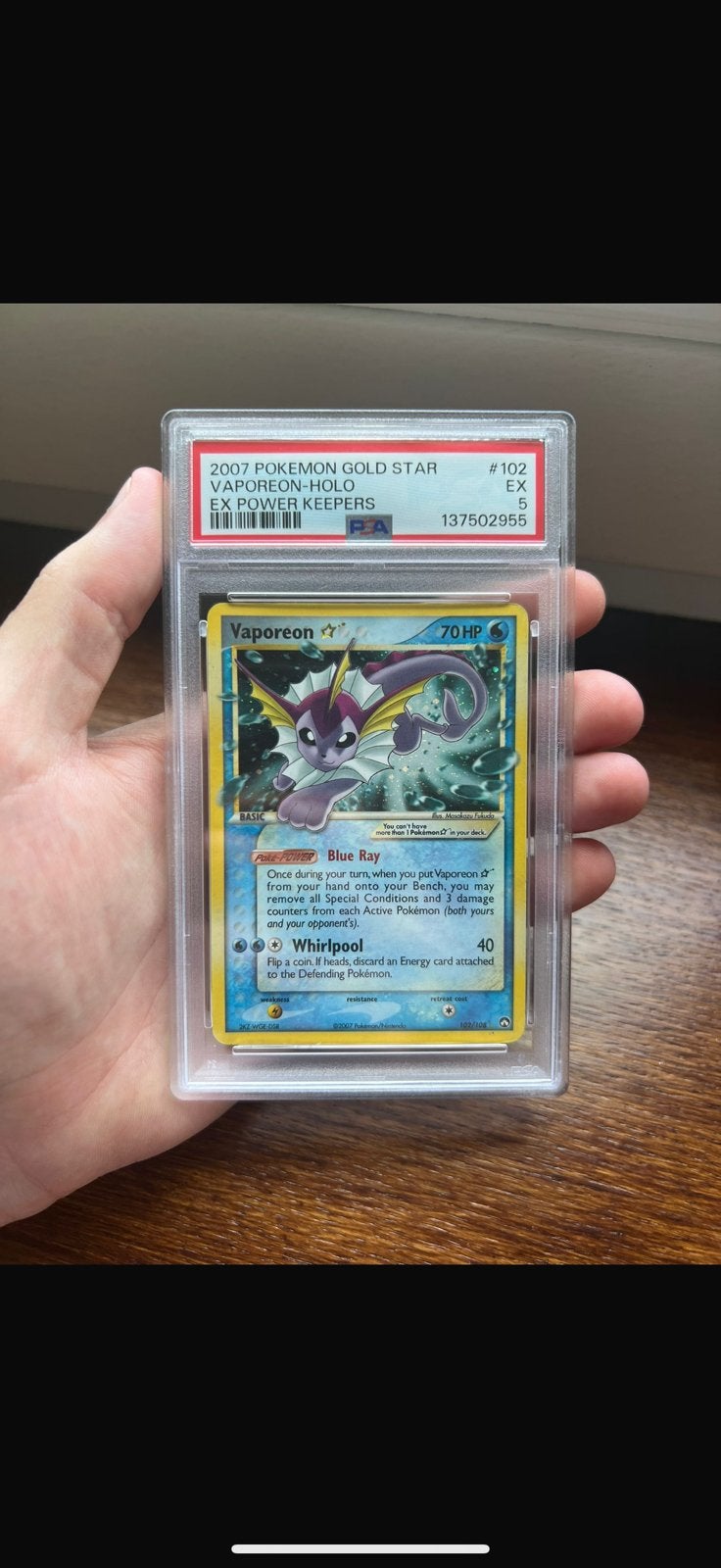 Vaporeon Gold Star #102 - Power Keepers - PSA 5., Ophalen of Verzenden, Zo goed als nieuw