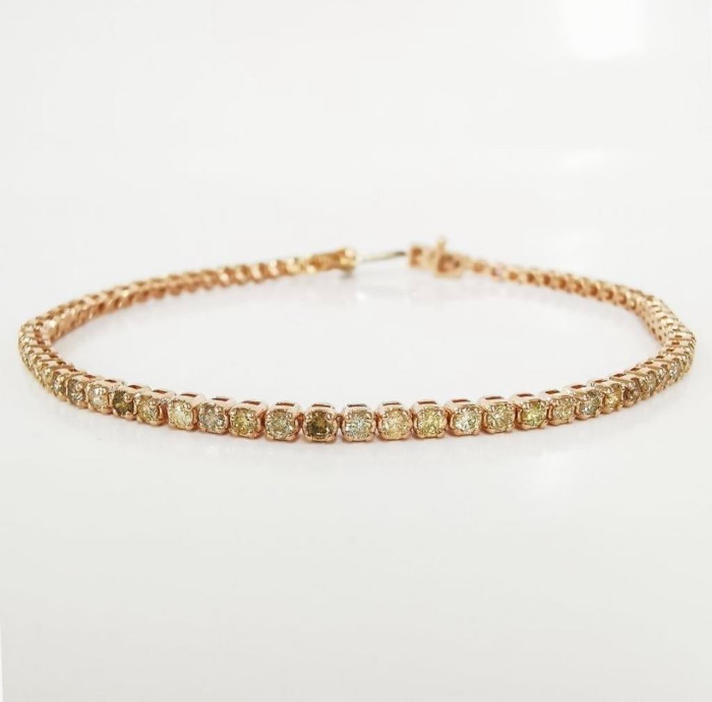 14K Roségouden Tennis Armband 2.00 CT Diamant + AIG Cert., Ophalen, Zo goed als nieuw, Roze, Met edelsteen