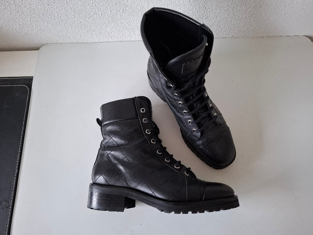 Massimo Dutti MAAT 38 zwarte leren veter laarzen boots ZGAN, Massimo Dutti, Verzenden, Zwart, Lage of Enkellaarzen