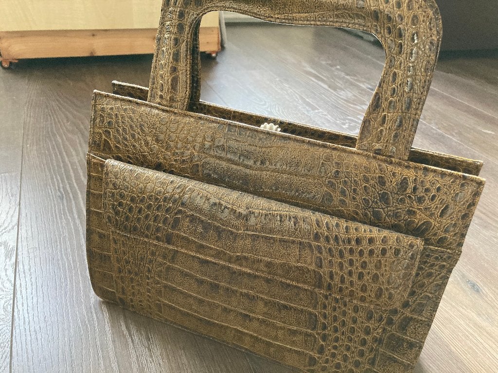 Handtas krokodil, Ophalen, Zo goed als nieuw, Bruin, Handtas
