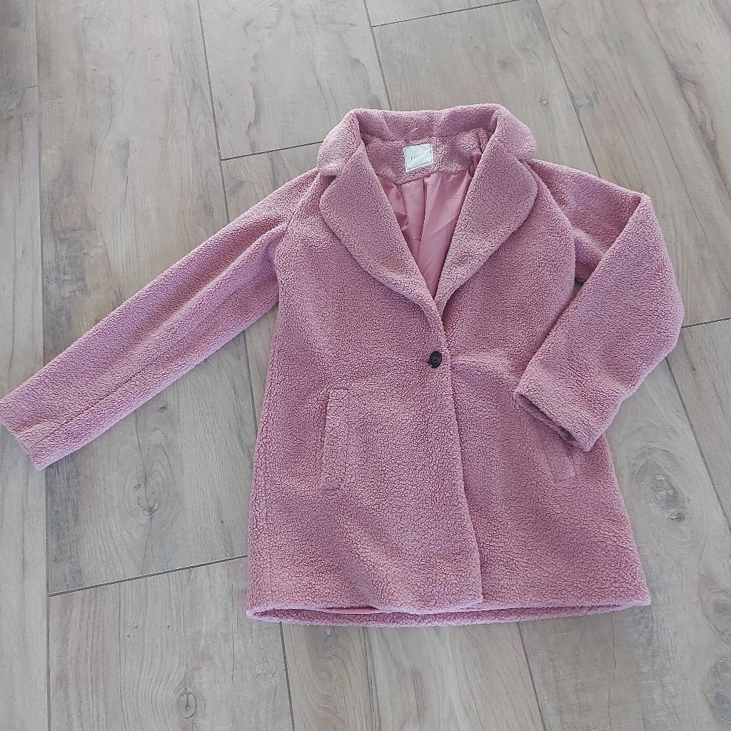 Next - roze teddy jas - maat 164, Meisje, Ophalen of Verzenden, Zo goed als nieuw, Shirt of Longsleeve