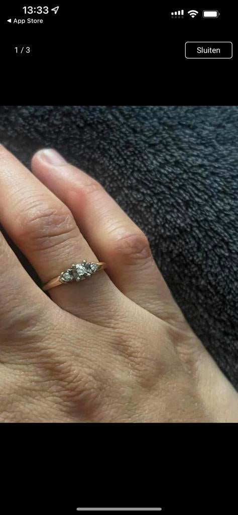 Diamanten ring, Ophalen of Verzenden, Zo goed als nieuw, 17 tot 18, Dame