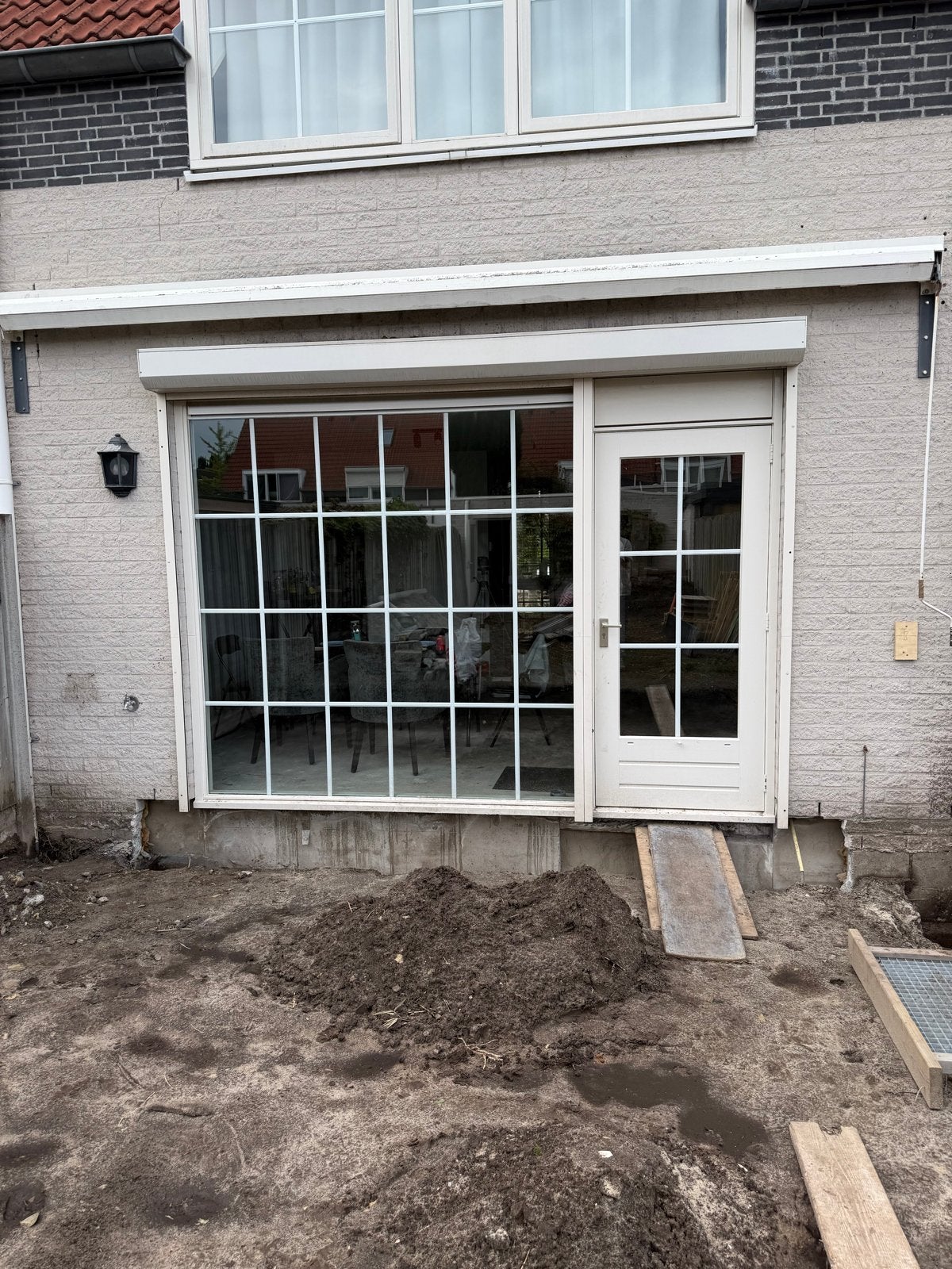 Houten kozijn met rolluik en deur, Gebruikt, Deurkozijn, Hout, Ophalen