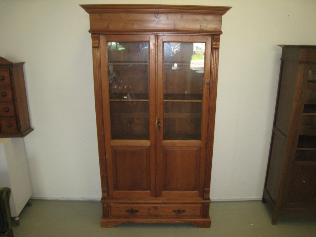 Grenen vitrine/voorraadkast met lade, Niet ingevuld, Gebruikt, Niet ingevuld, Niet ingevuld