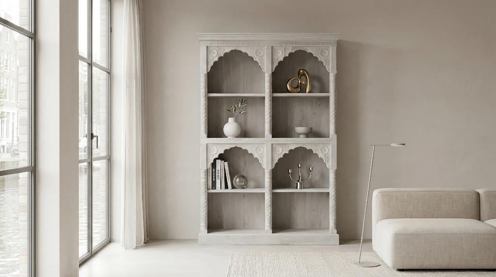 Handgesneden Kast uit India Uniek exemplaar Ibiza/Boho NIEUW, Huis en Inrichting, Kasten | Boekenkasten, 100 tot 150 cm, Nieuw