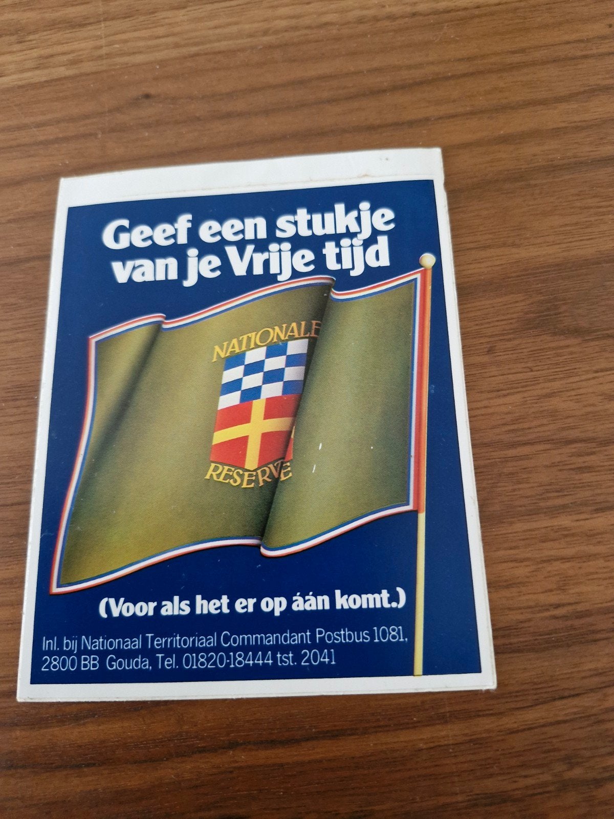 10434  sticker Nationale Reserve - Geef een stukje vrije ti, Verzamelen, Ophalen of Verzenden, Gebruikt, Overige typen