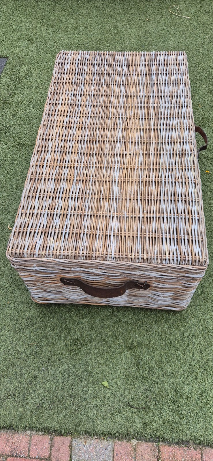 Grote rieten opbergkist / dekenkist, Huis en Inrichting, Ophalen, Overige materialen, Gebruikt, 50 tot 100 cm