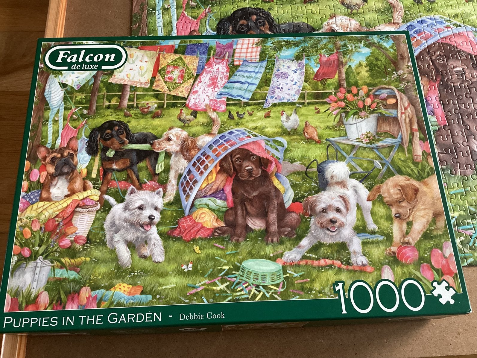 Falcon puzzel 1000 Puppies in the Garden, Ophalen of Verzenden, 500 t/m 1500 stukjes, Legpuzzel
