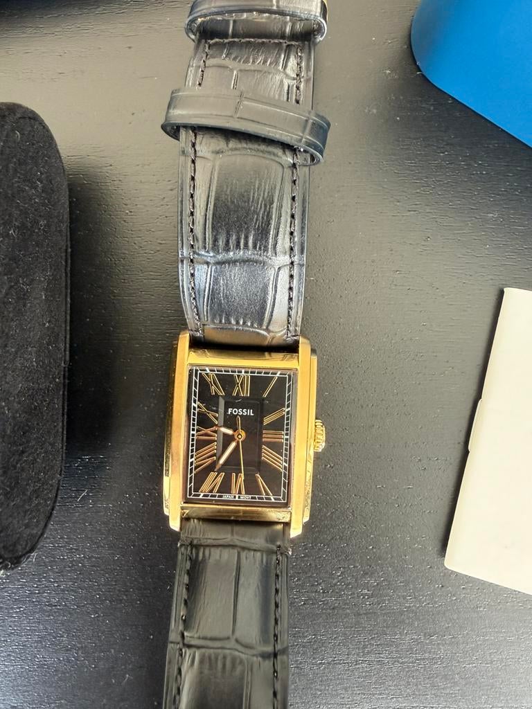Fossil Carraway Black Gold, Sieraden, Tassen en Uiterlijk, Horloges | Heren, Ophalen of Verzenden, Zo goed als nieuw, Leer, Overige merken