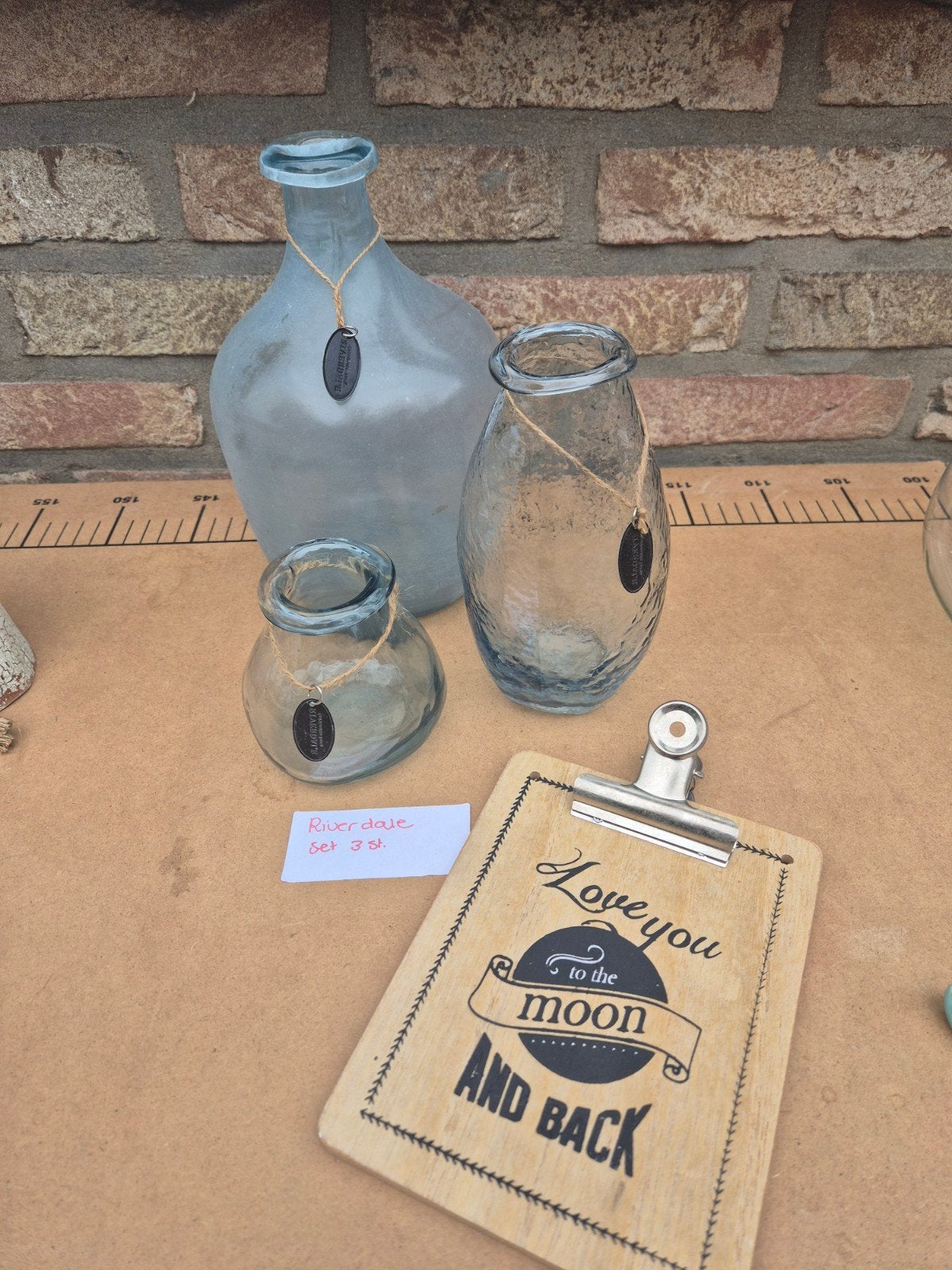 Riverdale vazen set van 3 - Glas, Huis en Inrichting, Woonaccessoires | Vazen, Ophalen, Zo goed als nieuw, Blauw, Glas
