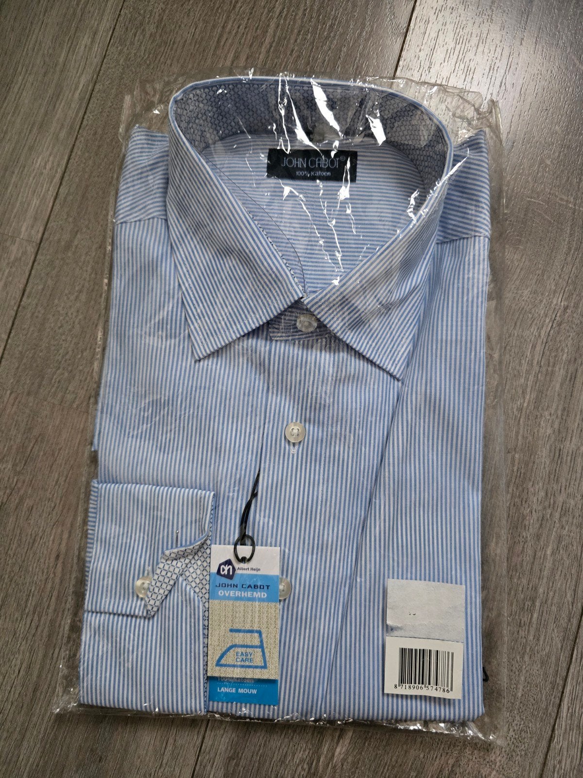 Heren overhemd John Cabot, maat XL, Nieuw (IJ8), Ophalen of Verzenden, Nieuw, Blauw, Halswijdte 43/44 (XL)