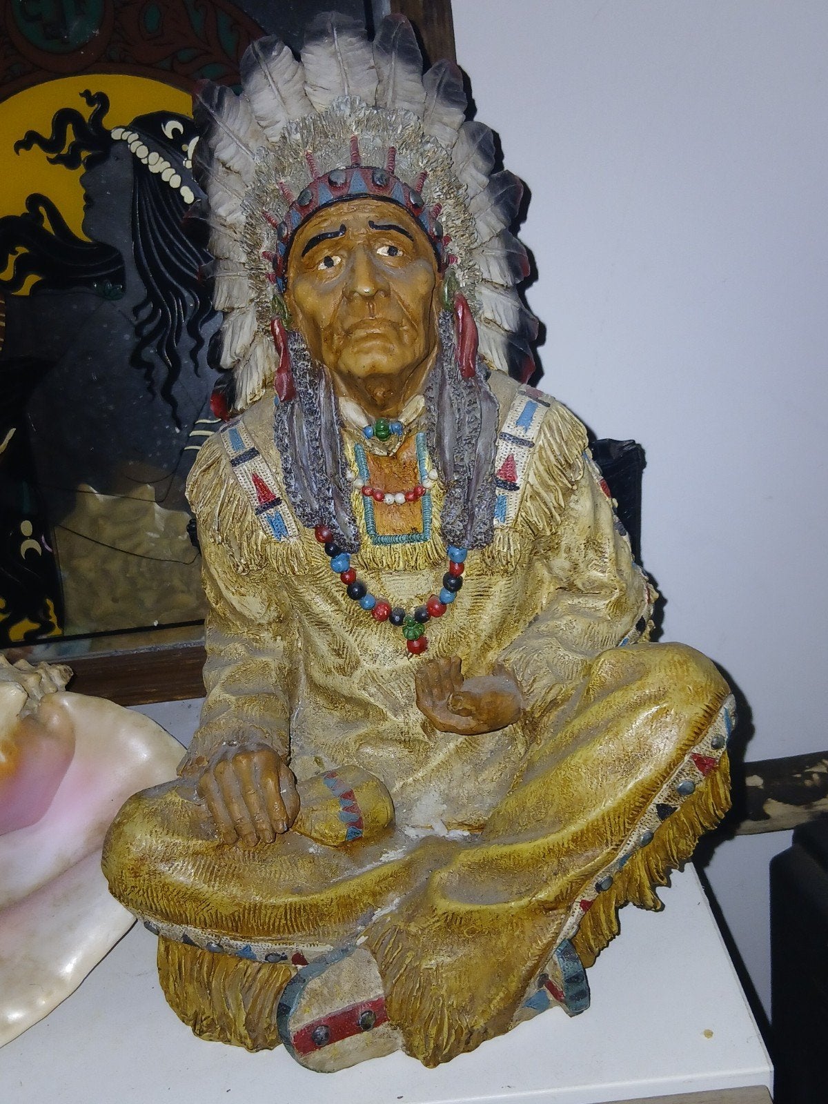 Houtsnijwerk Indiaan Opperhoofd Native American, Antiek en Kunst, Houtsnijwerk, Ophalen of Verzenden, 20 - 50 cm, Hout