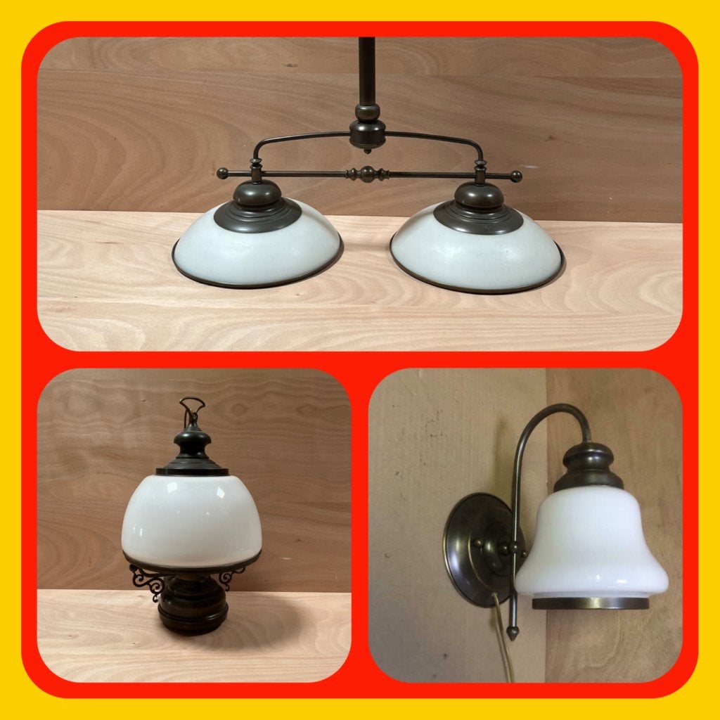 208. Twee Hang Lampen en een Wandlamp Drie stuks, Ophalen of Verzenden
