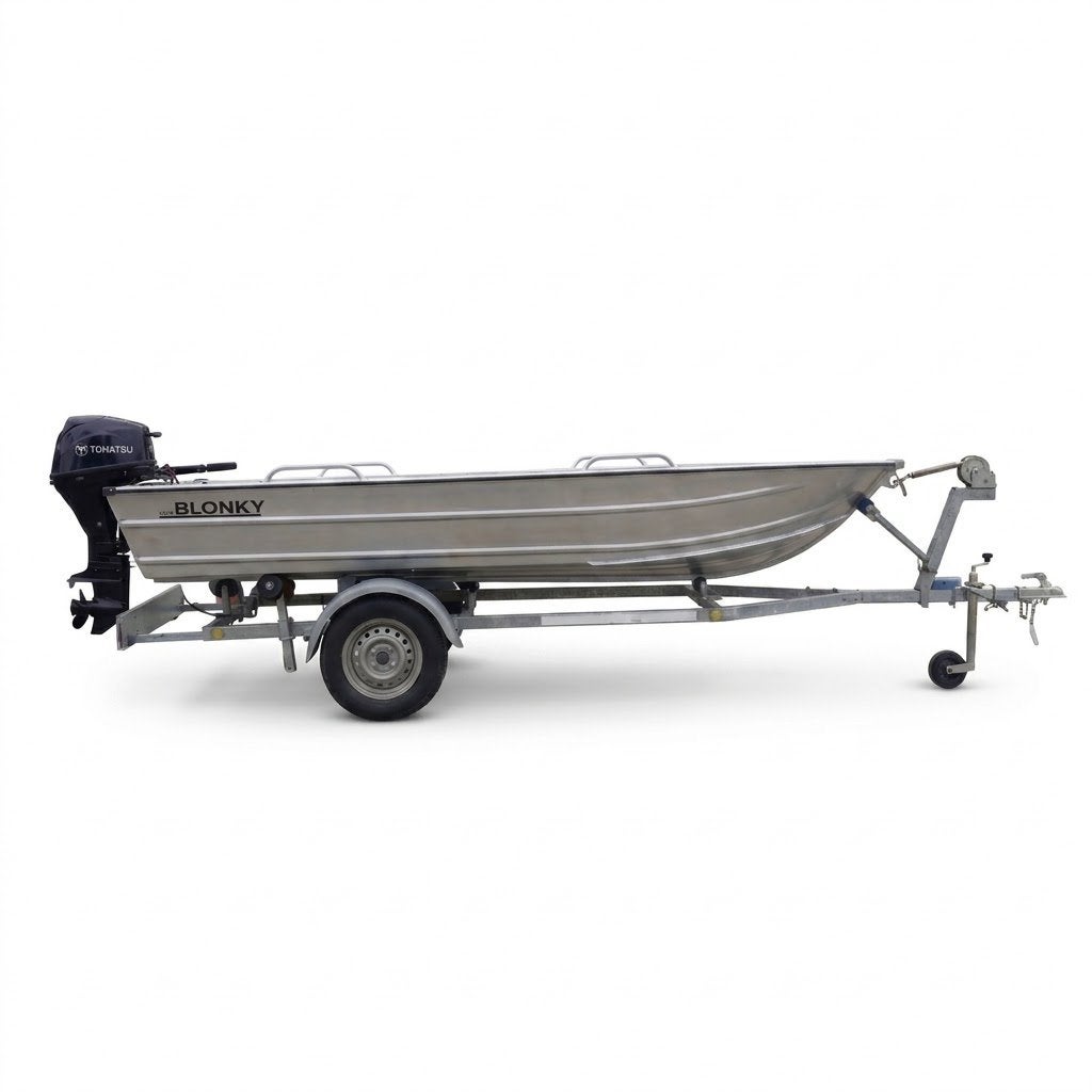 NIEUW: Aluminium visBoot Sloep 3.8M Blonky max 15PK VOORRAAD, 4 m, 15 pk, Viertaktmotor, Ophalen of Verzenden