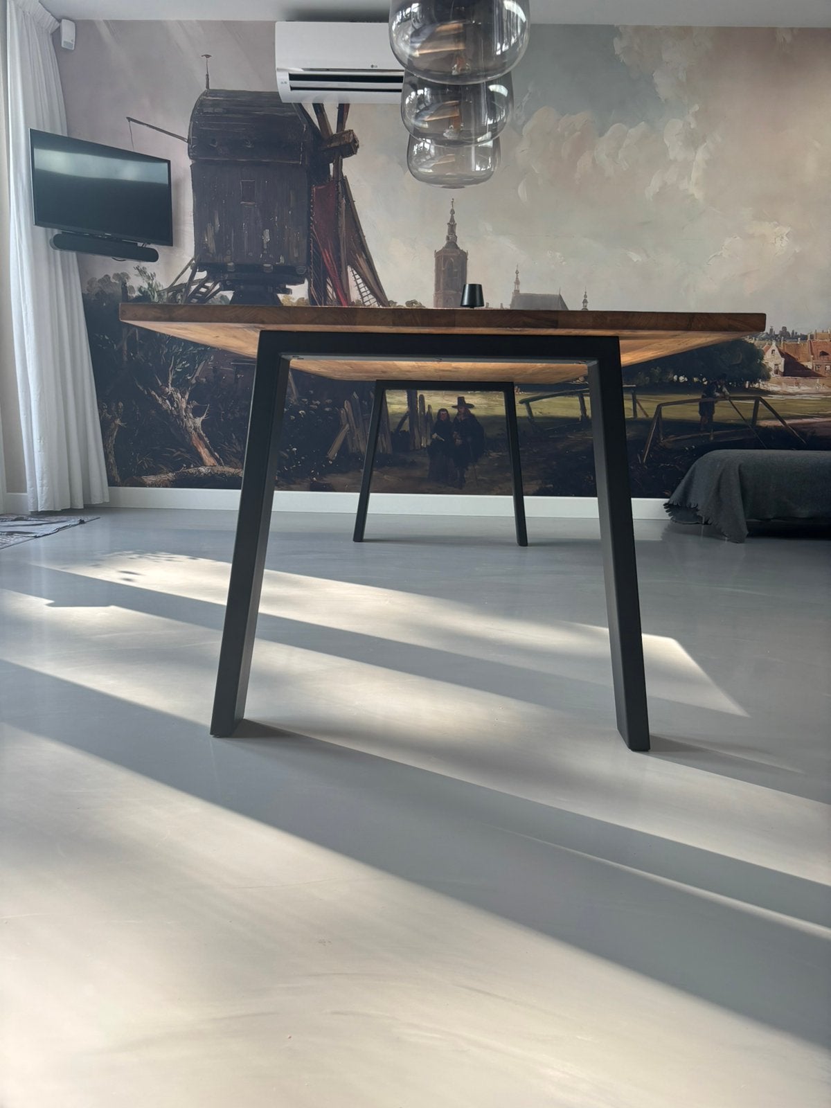 Massief houten tafel (teak), Ophalen, Gebruikt, Teakhout, 200 cm of meer